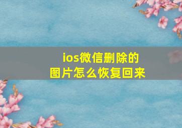 ios微信删除的图片怎么恢复回来