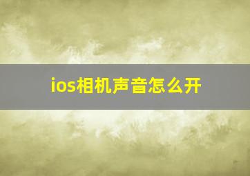 ios相机声音怎么开