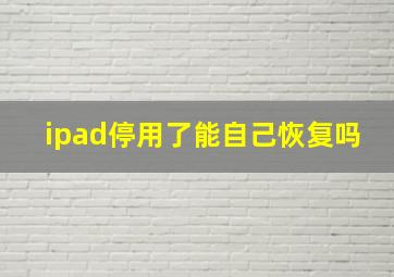 ipad停用了能自己恢复吗