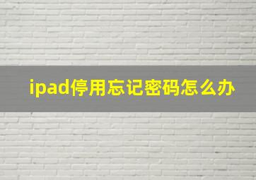 ipad停用忘记密码怎么办