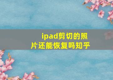 ipad剪切的照片还能恢复吗知乎