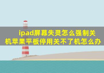 ipad屏幕失灵怎么强制关机苹果平板停用关不了机怎么办