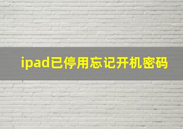 ipad已停用忘记开机密码