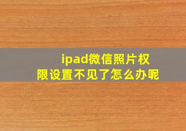 ipad微信照片权限设置不见了怎么办呢