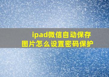 ipad微信自动保存图片怎么设置密码保护