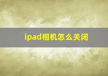 ipad相机怎么关闭