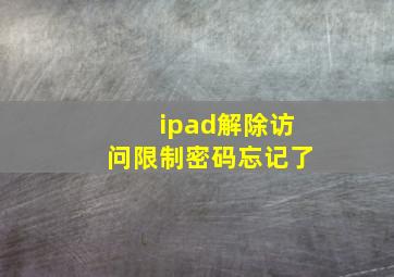 ipad解除访问限制密码忘记了