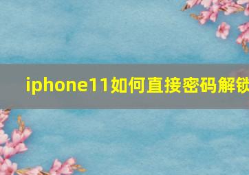 iphone11如何直接密码解锁