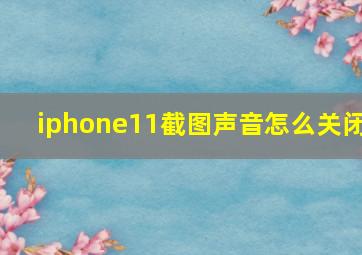 iphone11截图声音怎么关闭