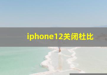 iphone12关闭杜比