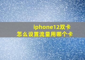 iphone12双卡怎么设置流量用哪个卡