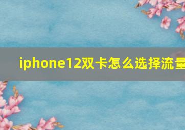 iphone12双卡怎么选择流量