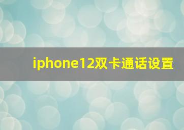 iphone12双卡通话设置