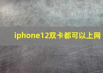 iphone12双卡都可以上网