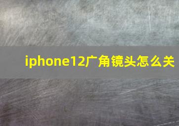 iphone12广角镜头怎么关