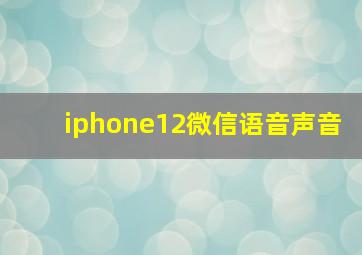 iphone12微信语音声音