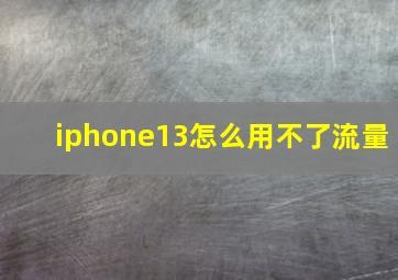 iphone13怎么用不了流量