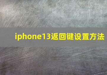 iphone13返回键设置方法