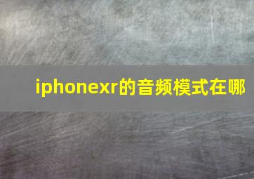 iphonexr的音频模式在哪