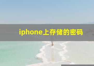 iphone上存储的密码