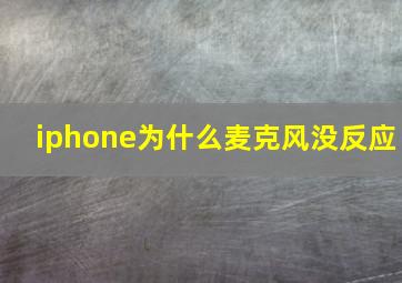 iphone为什么麦克风没反应