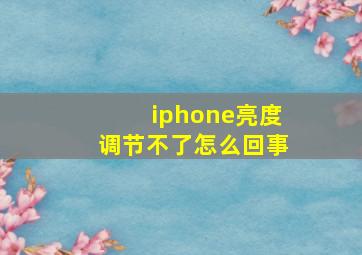 iphone亮度调节不了怎么回事