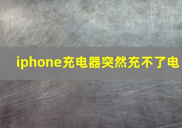 iphone充电器突然充不了电