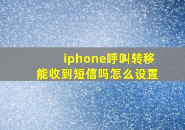 iphone呼叫转移能收到短信吗怎么设置