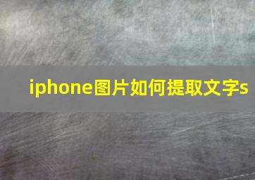 iphone图片如何提取文字s