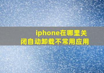 iphone在哪里关闭自动卸载不常用应用