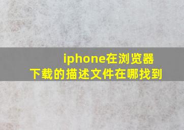 iphone在浏览器下载的描述文件在哪找到