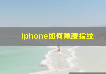 iphone如何隐藏指纹