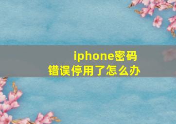 iphone密码错误停用了怎么办