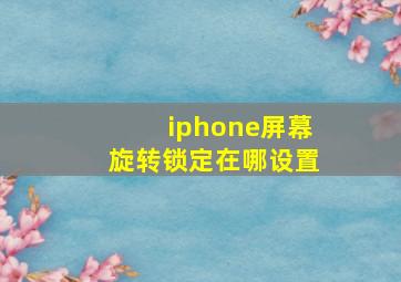 iphone屏幕旋转锁定在哪设置