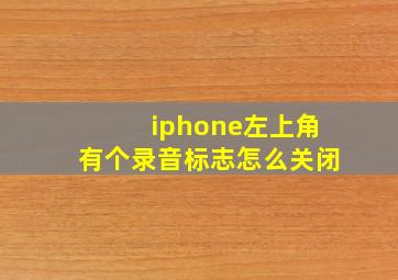 iphone左上角有个录音标志怎么关闭