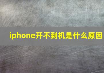 iphone开不到机是什么原因