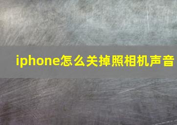 iphone怎么关掉照相机声音