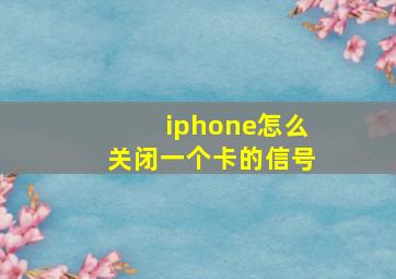 iphone怎么关闭一个卡的信号