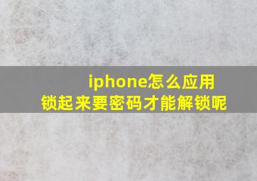 iphone怎么应用锁起来要密码才能解锁呢