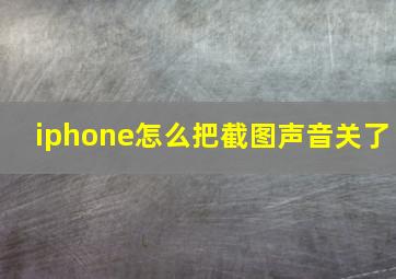 iphone怎么把截图声音关了