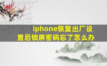 iphone恢复出厂设置后锁屏密码忘了怎么办