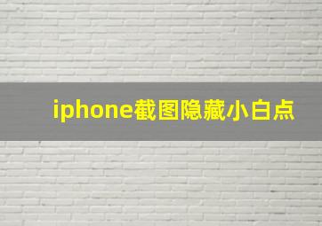 iphone截图隐藏小白点