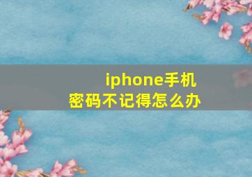 iphone手机密码不记得怎么办