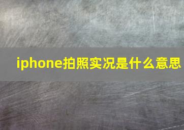 iphone拍照实况是什么意思