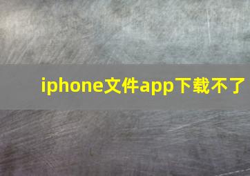 iphone文件app下载不了