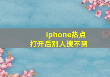 iphone热点打开后别人搜不到