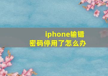 iphone输错密码停用了怎么办