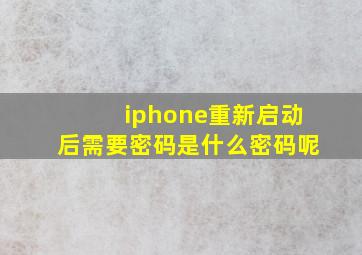 iphone重新启动后需要密码是什么密码呢