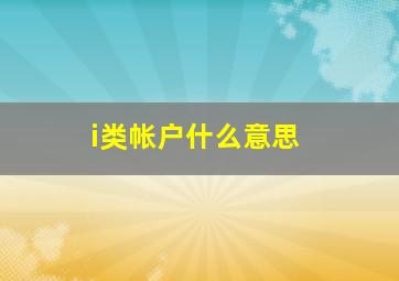 i类帐户什么意思