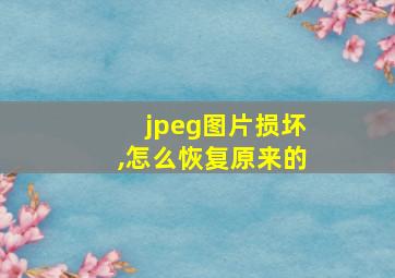 jpeg图片损坏,怎么恢复原来的